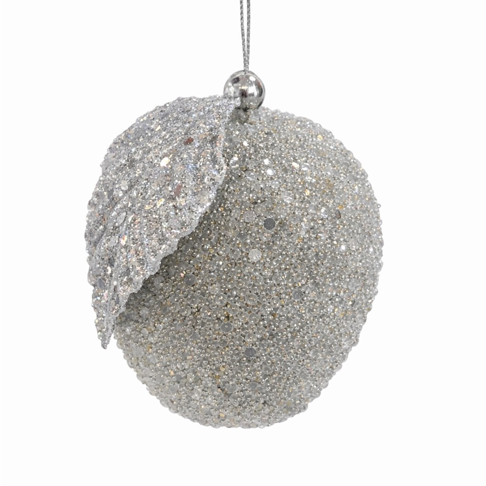 Set of 6 Silver Glitter Fruit Christmas Ornaments – Pears, Pomegranates & Apple - Picture 4 of 4